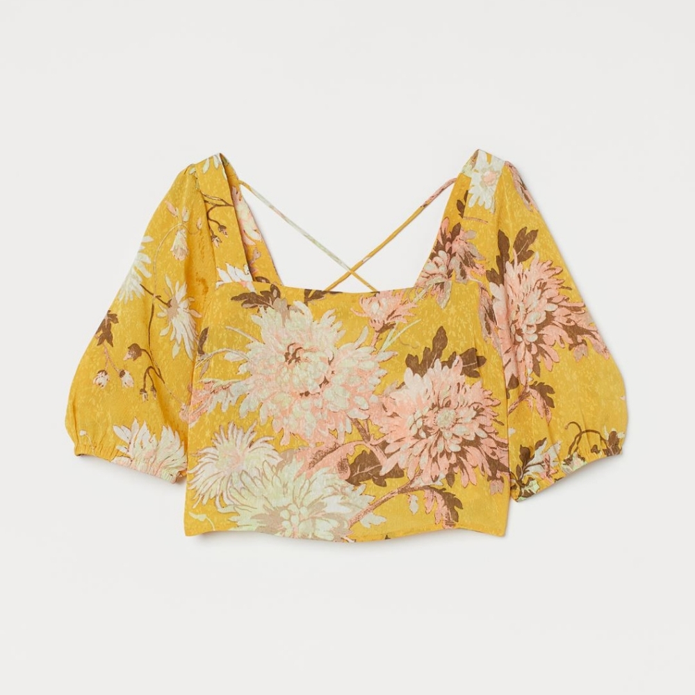 Floral open back blouse